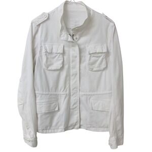 American Colors by Alex Lehr White Cotton Field Jacket Military Utility Medium